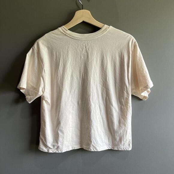 Women's Short Sleeve "Just Enjoy Where You Are" Boxy Graphic T Shirt  with Bear - Picture 3 of 6